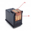 Een HP cartridge met een externe printkop (A = De printkop, B = Contacten)
