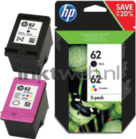 HP 62 Combo pack (Opruiming 2 x 1-pack los) zwart en kleur