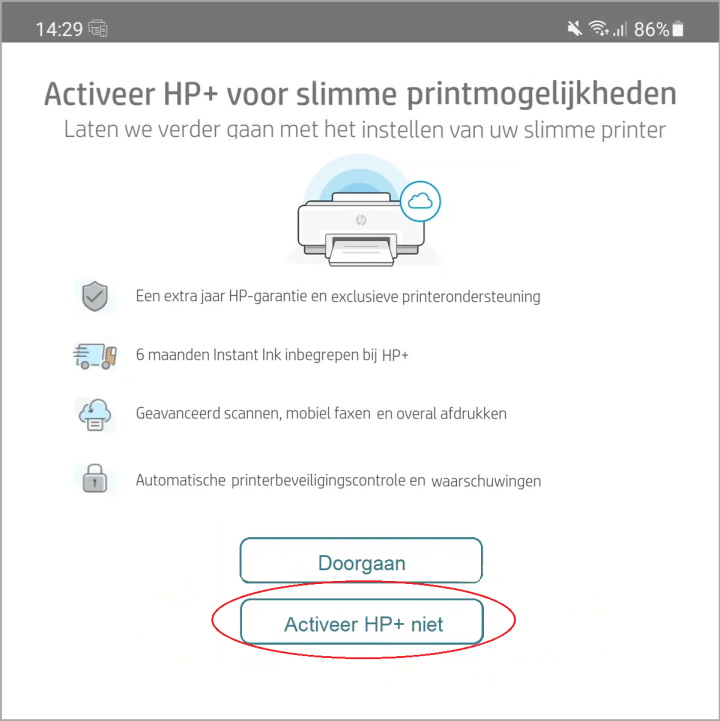 download geen HP+ activatie melding 