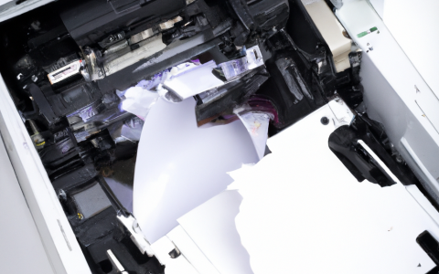 Een printer met een vastgelopen papiertoevoer. Dit geeft foutmeldingen in een HP printer.