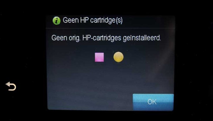 HP cartridge foutmelding