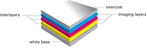 ZINK papier in de kleurlagen verdeeld