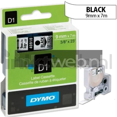 Dymo D1 zwart op transparant breedte 9 mm