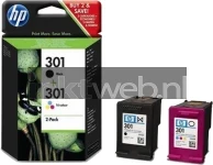 HP 301 Combo-pack zwart en kleur Combined box and product