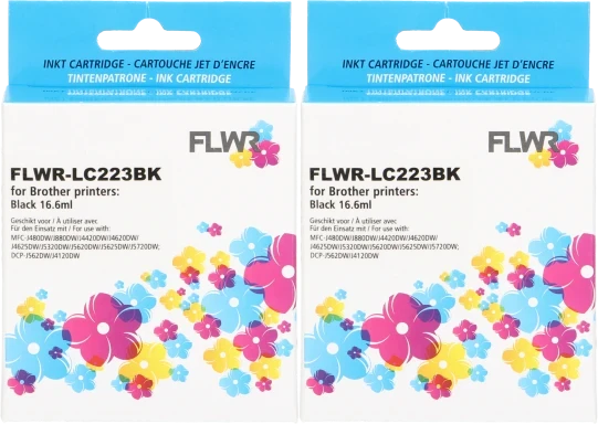 FLWR Brother LC-223BK 2-pack zwart Front box