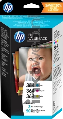 HP 364 Value pack kleur high-res transparant Front box