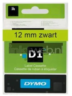 Dymo D1 zwart op groen breedte 12 mm