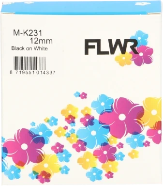 FLWR Brother MK-231BZ zwart op wit breedte 12 mm
