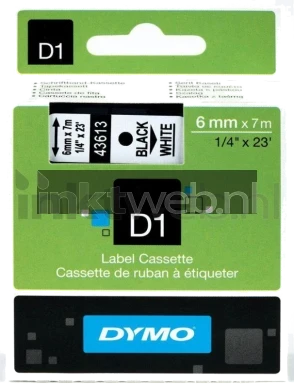 Dymo D1 - 43613 zwart op wit breedte 6 mm