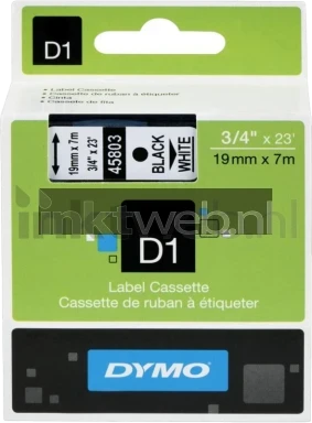 Dymo D1 45803 zwart op wit breedte 19 mm
