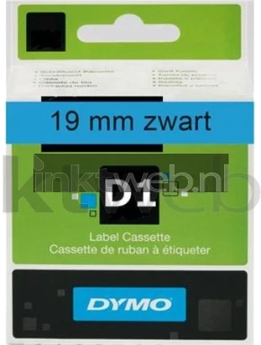 Dymo D1 zwart op blauw 19mm zwart Front box
