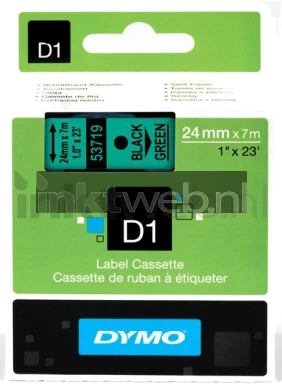 Dymo D1 zwart op groen 24mm zwart Front box