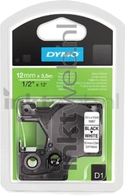 Dymo D1 flexibel zwart op wit 12mm zwart Front box