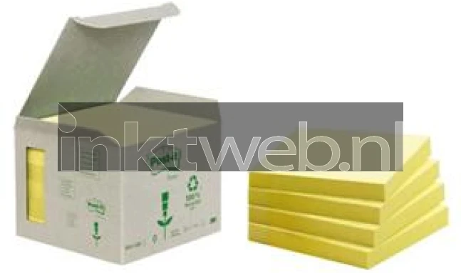 3M Post-it 76x76mm recycled 6-pack geel Combined box and product