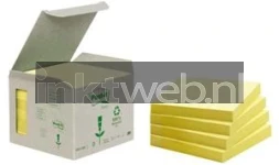 3M Post-it 76x76mm recycled 6-pack geel Combined box and product