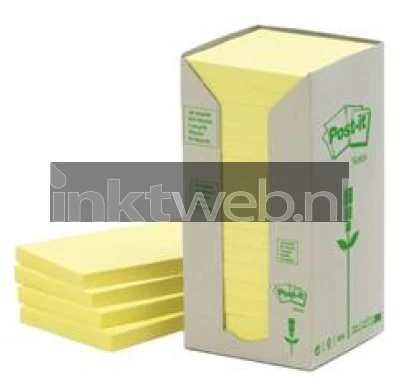 3M Post-it 76x76mm recycled 16-pack geel Combined box and product