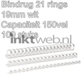 Fellowes Apex bindrug 19mm 21rings A4 100 stuks wit (Origineel)