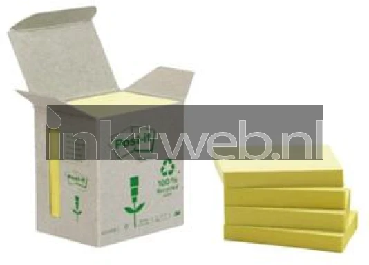 3M Post-it 38x51mm recycled 6-pack geel Combined box and product