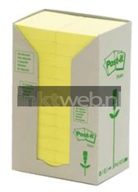 3M Post-it 38x51mm recycled 24-pack geel Combined box and product