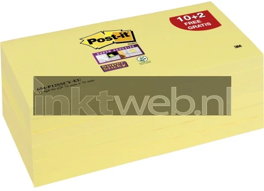 3M Post-it 76x76mm 12 pack geel Combined box and product