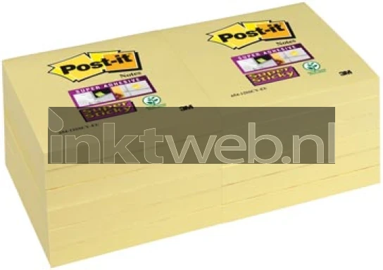 3M Post-it-655 76x127mm 12 pack geel Combined box and product
