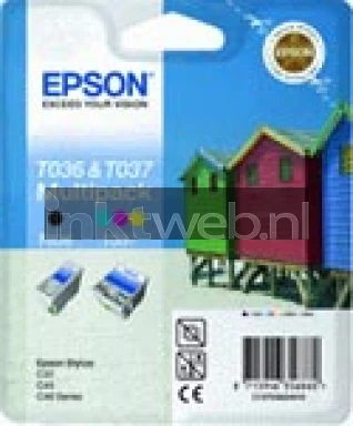 Epson T037 en T038 value pack zwart en kleur Front box