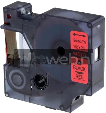 FLWR Dymo 45017 zwart op rood breedte 12 mm