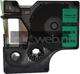 Huismerk Dymo 45019 zwart op groen breedte 12 mm