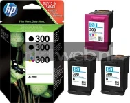 HP 300 3-pack zwart en kleur (Origineel)