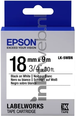 Epson LK-5WBN zwart op wit breedte