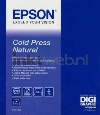 Epson Cold Press Natural Fotopapier  | A3 | 340 gr/m² 25 vellen