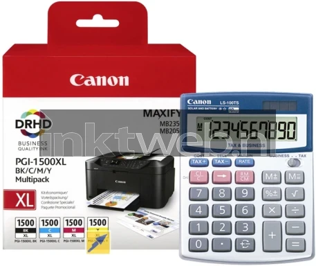 Canon PGI-1500XL met calculator zwart en kleur Combined box and product