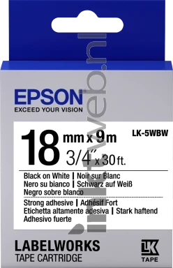 Epson LK-5WBW zwart op wit breedte 18 mm