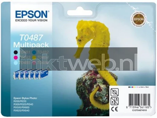 Epson T0487 multipack (Opruiming 6 x 1-pack los) zwart en kleur