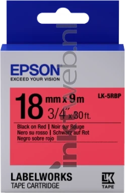 Epson LK-5RBP zwart op rood breedte 18 mm