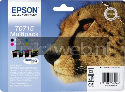 Epson T0715 multipack zwart en kleur