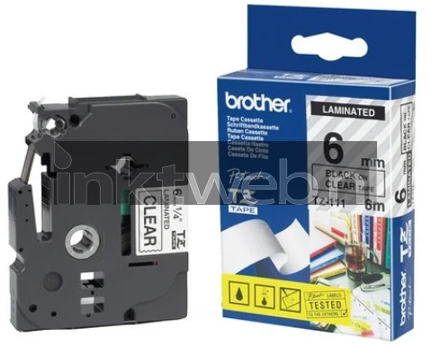 Brother STE-141 zwart op transparant breedte 18 mm