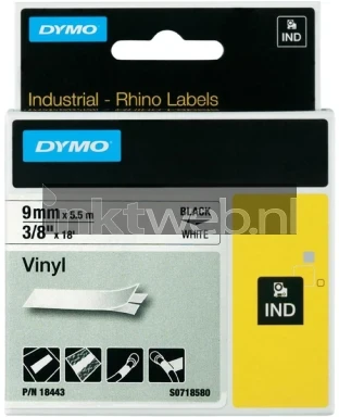 Dymo S0718580 zwart op wit breedte 9 mm