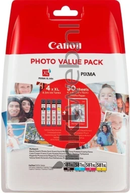 Canon CLI-581XL 4-pack met fotopapier (Opruiming) zwart en kleur