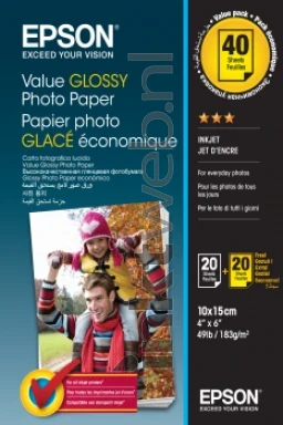 Epson C13S400044 Fotopapier Glans | 10x15 | 183 gr/m² 40 stuks