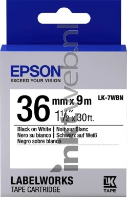 Epson LK-7WBN zwart op wit breedte 36 mm