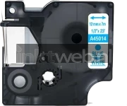 Huismerk Dymo 45014 blauw op wit breedte 12 mm