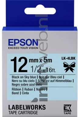 Epson LK-4LBK zwart op blauw breedte 12 mm