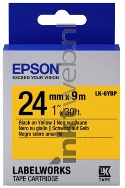 Epson LK-6YBP zwart op geel breedte 24 mm