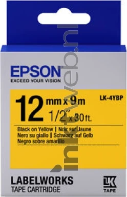Epson LK-4YBP zwart op geel breedte 12 mm