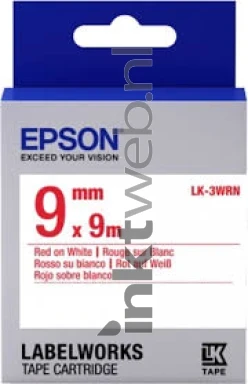 Epson LK-3WRN rood op wit breedte 9 mm