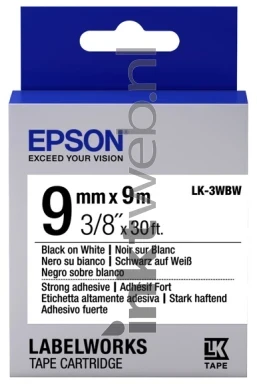 Epson LK-3WBW zwart op wit breedte 9 mm