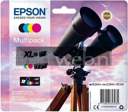 Epson 502XL / 502 Multipack zwart en kleur