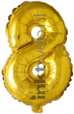 Haza Opblaas Cijfer 8, 40cm goud