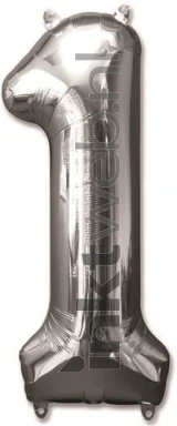 Haza Opblaas Cijfer 1, 92cm zilver